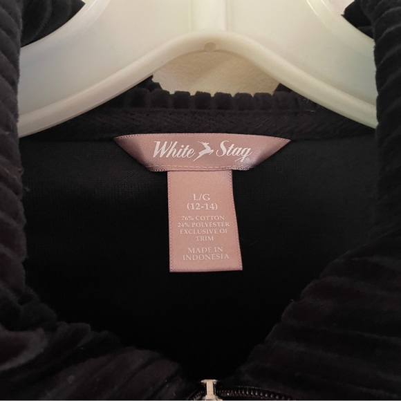 White Stag Sz L Velour Track Jacket Zip Up Black New with Tags - Picture 3 of 7